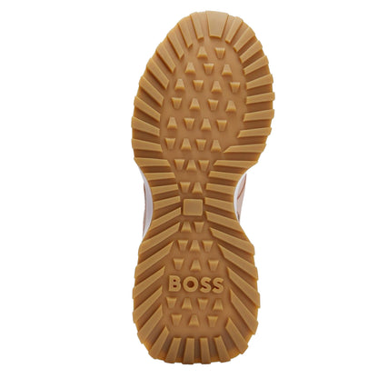 Light Beige - Lifestyle - Boss Womens-Ladies Leather Trainers