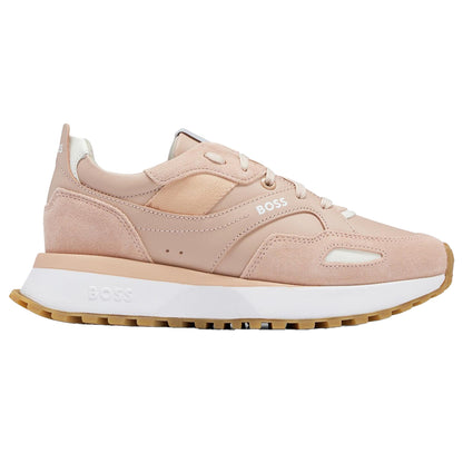 Light Beige - Front - Boss Womens-Ladies Leather Trainers