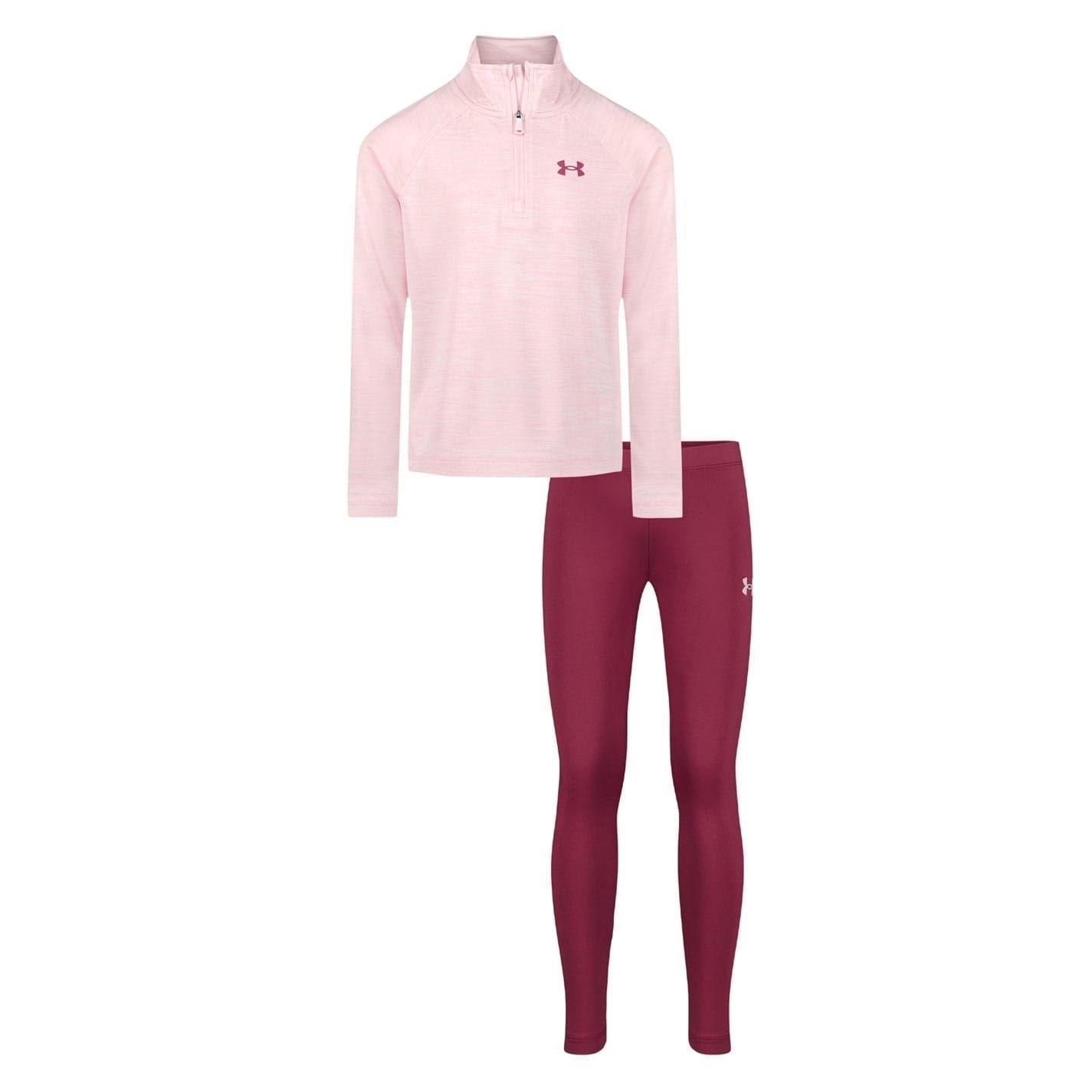 Pink - Front - Under Armour Girls Tracksuit Set