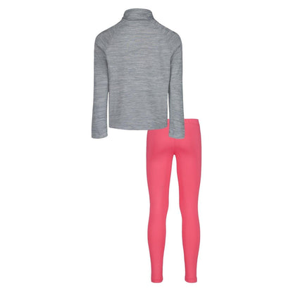 Steel-Pink - Back - Under Armour Girls Tracksuit Set