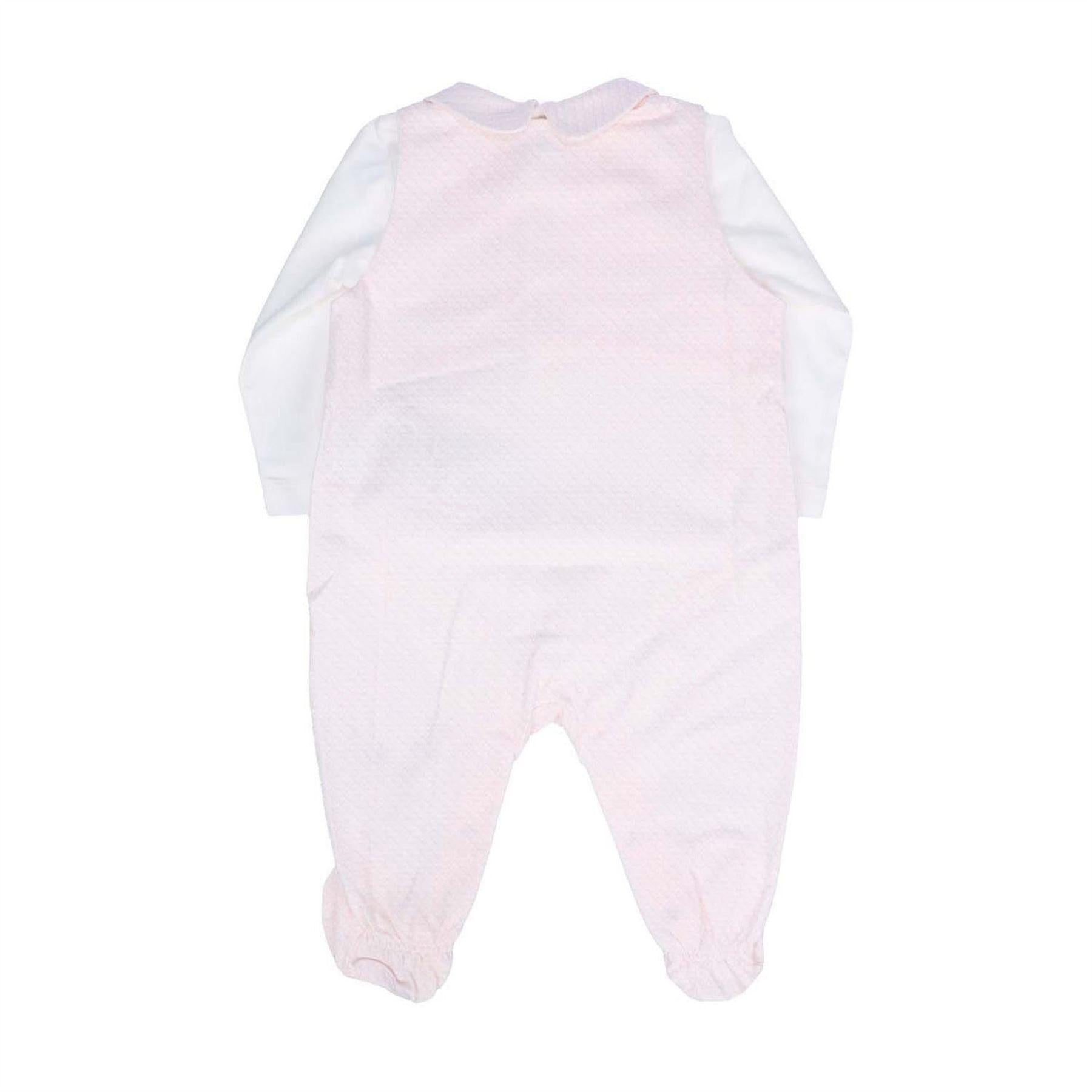 Pink - Back - Emporio Armani Girls Cotton Babysuit