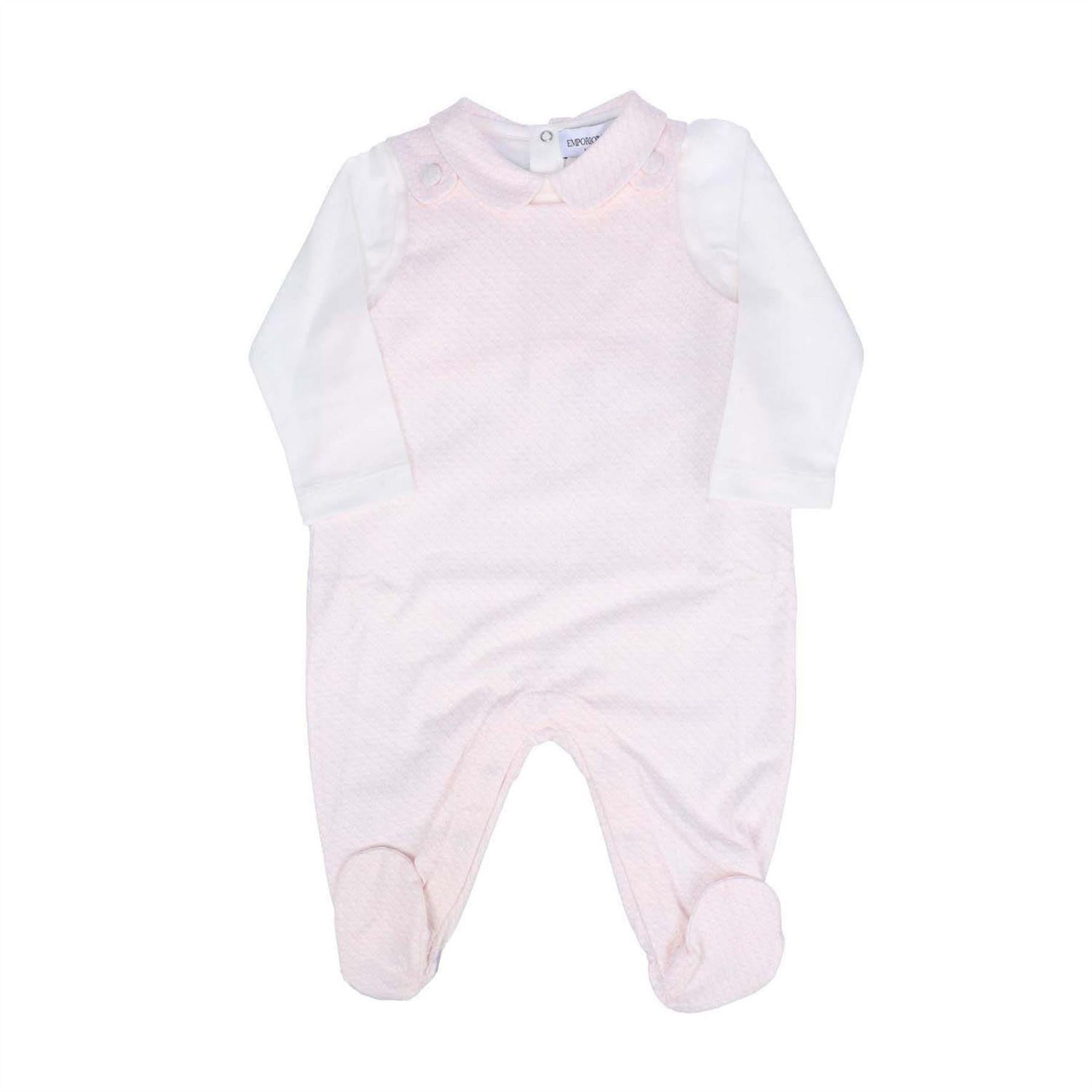 Pink - Front - Emporio Armani Girls Cotton Babysuit