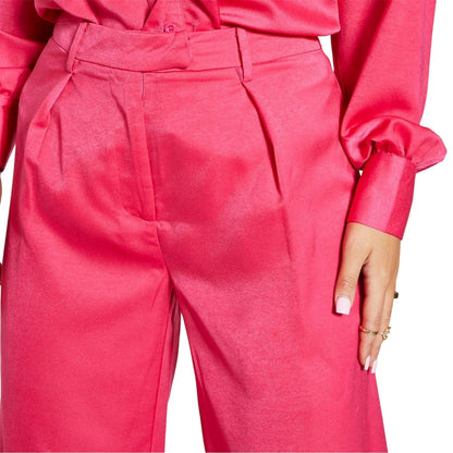 Hot Pink - Lifestyle - I Saw It First Womens-Ladies Satin Wide Leg Trousers