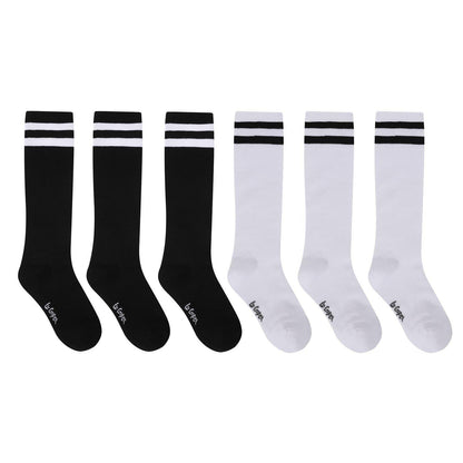 Black-White - Front - Lee Cooper Childrens-Kids Crew Socks (Pack of 6)