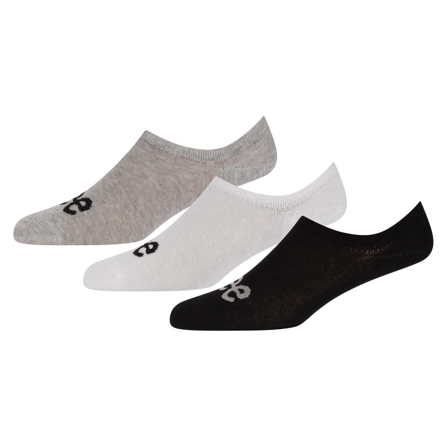Black-White-Grey Melange - Side - Lee Unisex Adult Chris No-Show Socks (Pack of 3)