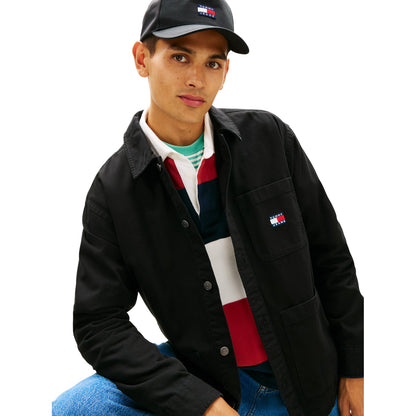 Black - Side - Tommy Jeans Mens Essential Overshirt