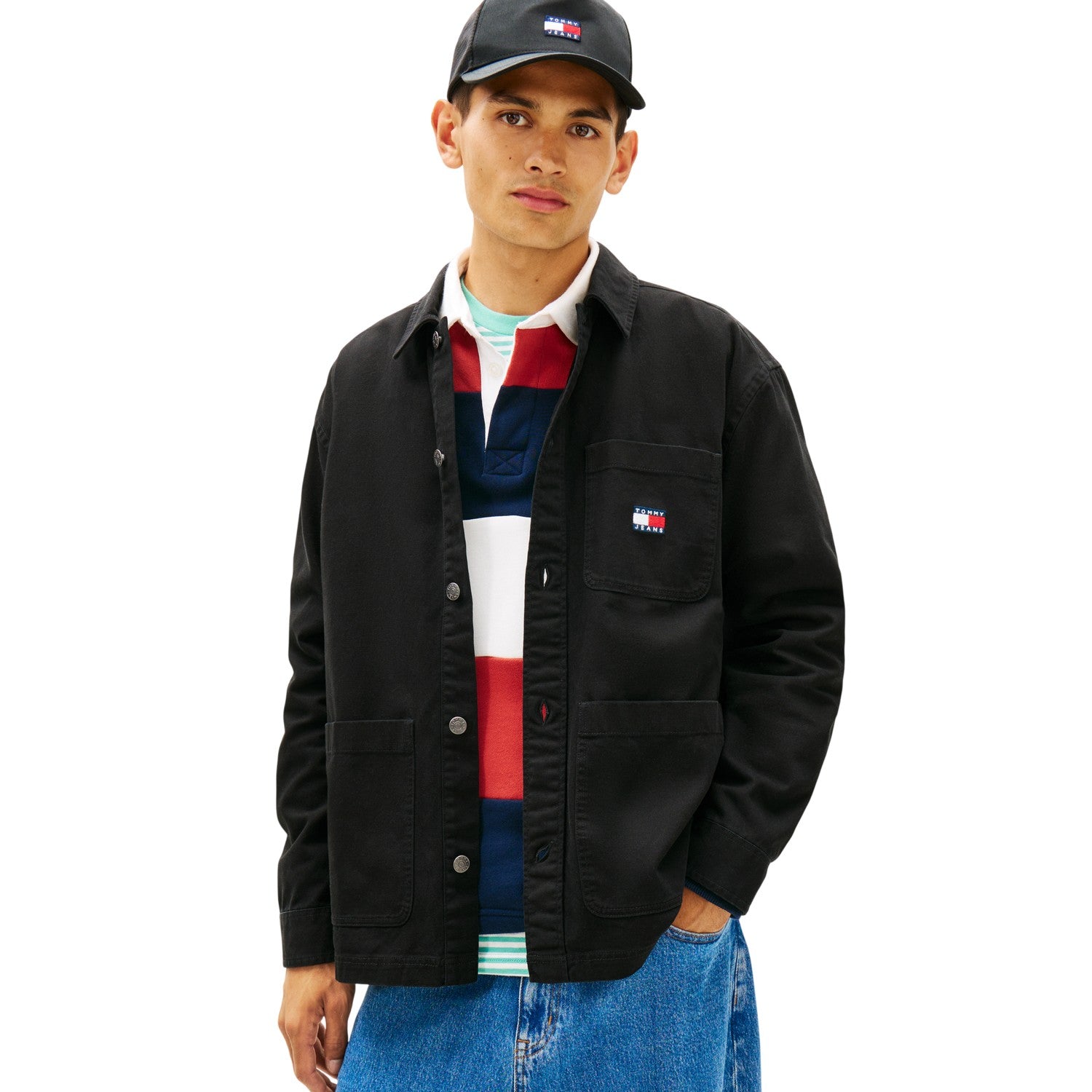 Black - Front - Tommy Jeans Mens Essential Overshirt