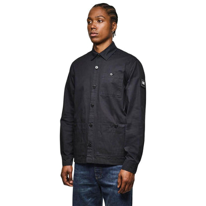 Black - Side - Weekend Offender Mens Baker Cotton Overshirt