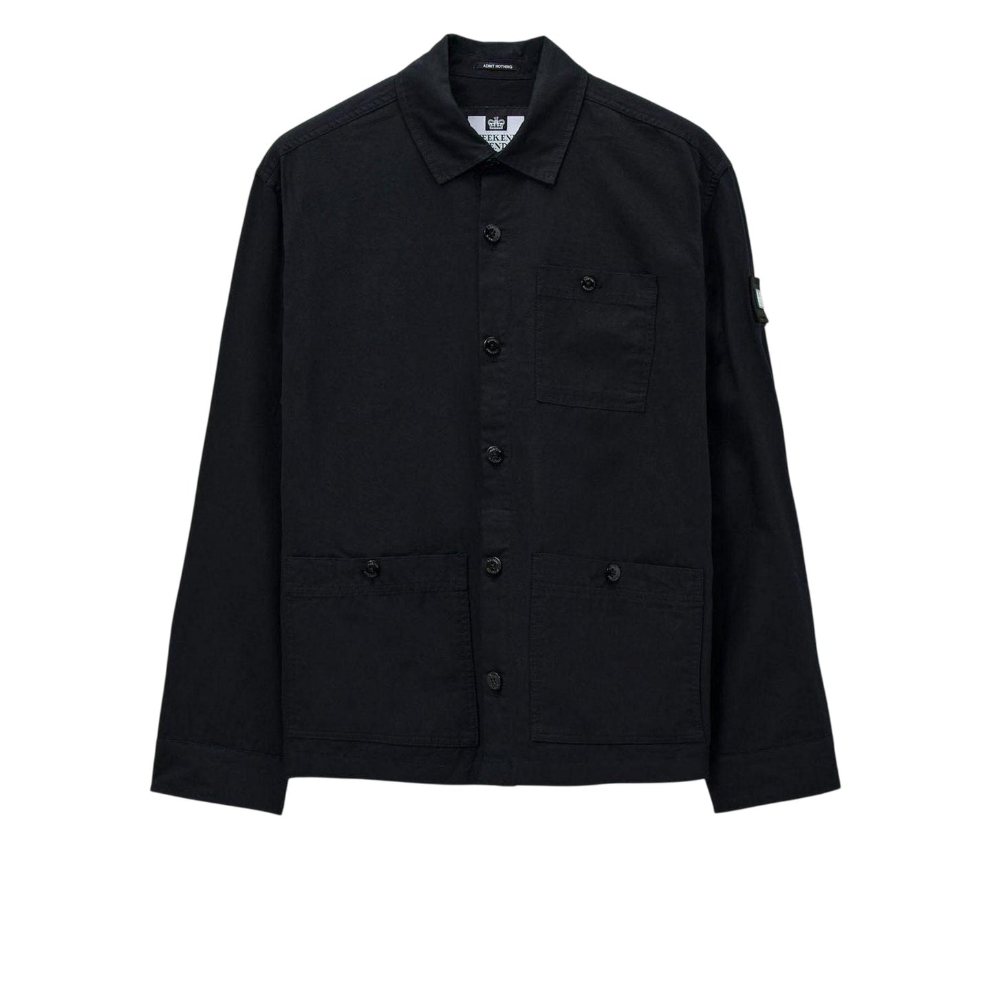 Black - Front - Weekend Offender Mens Baker Cotton Overshirt