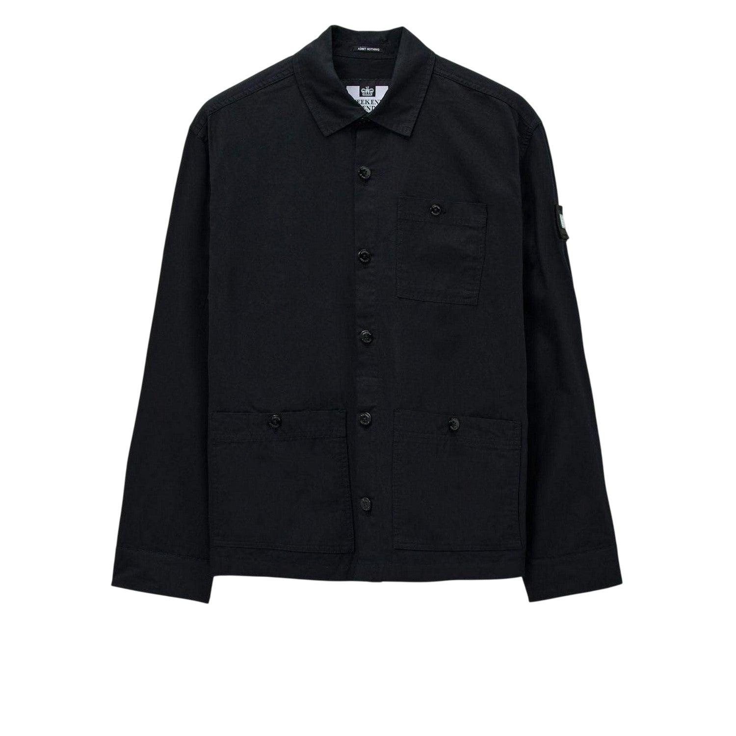 Black - Front - Weekend Offender Mens Baker Cotton Overshirt