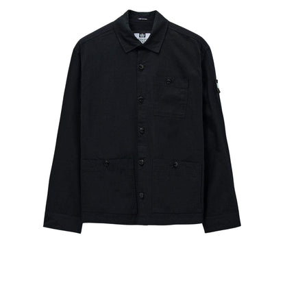 Black - Front - Weekend Offender Mens Baker Cotton Overshirt