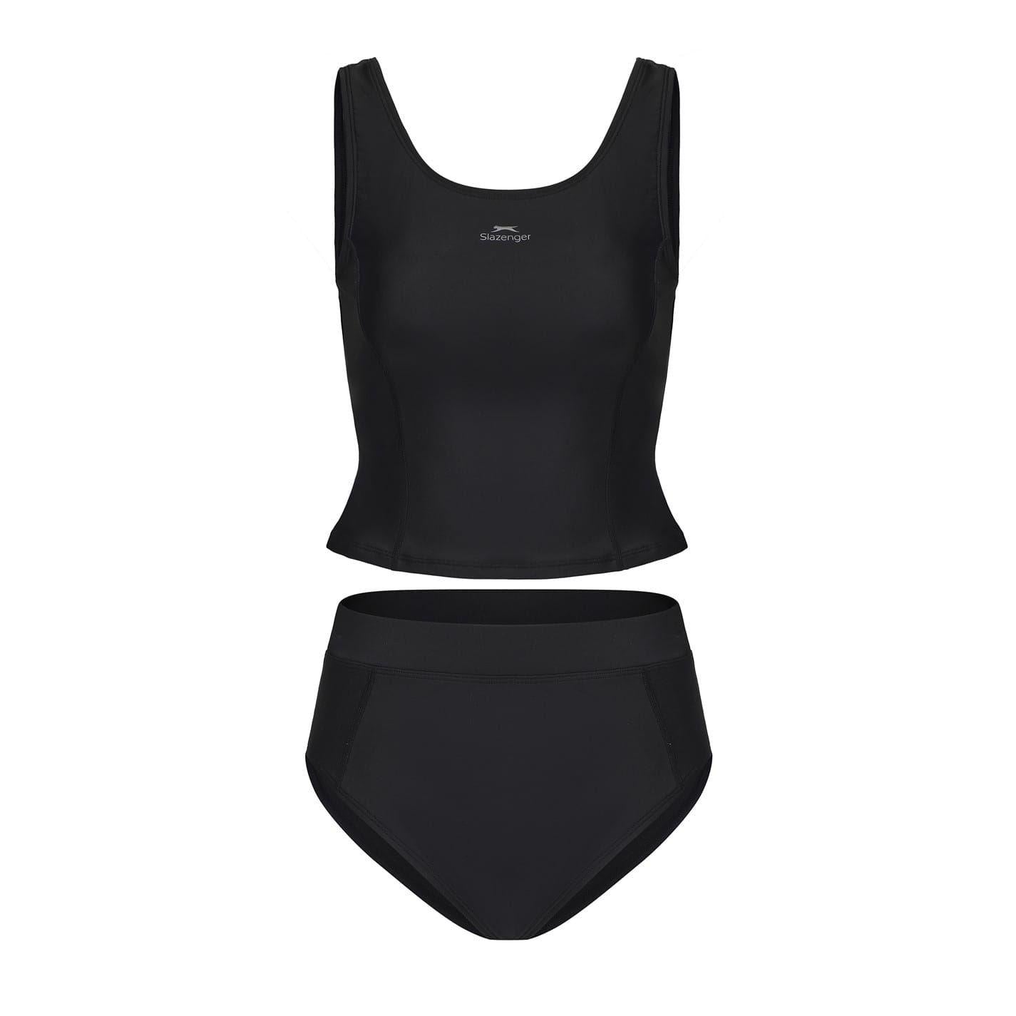Black - Front - Slazenger Womens-Ladies Tankini Set