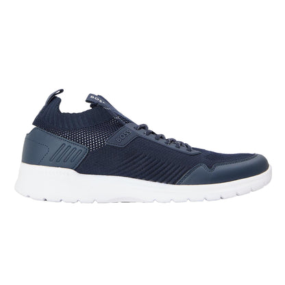 Dark Blue - Front - Boss Mens Extreme Leather Low Cut Trainers