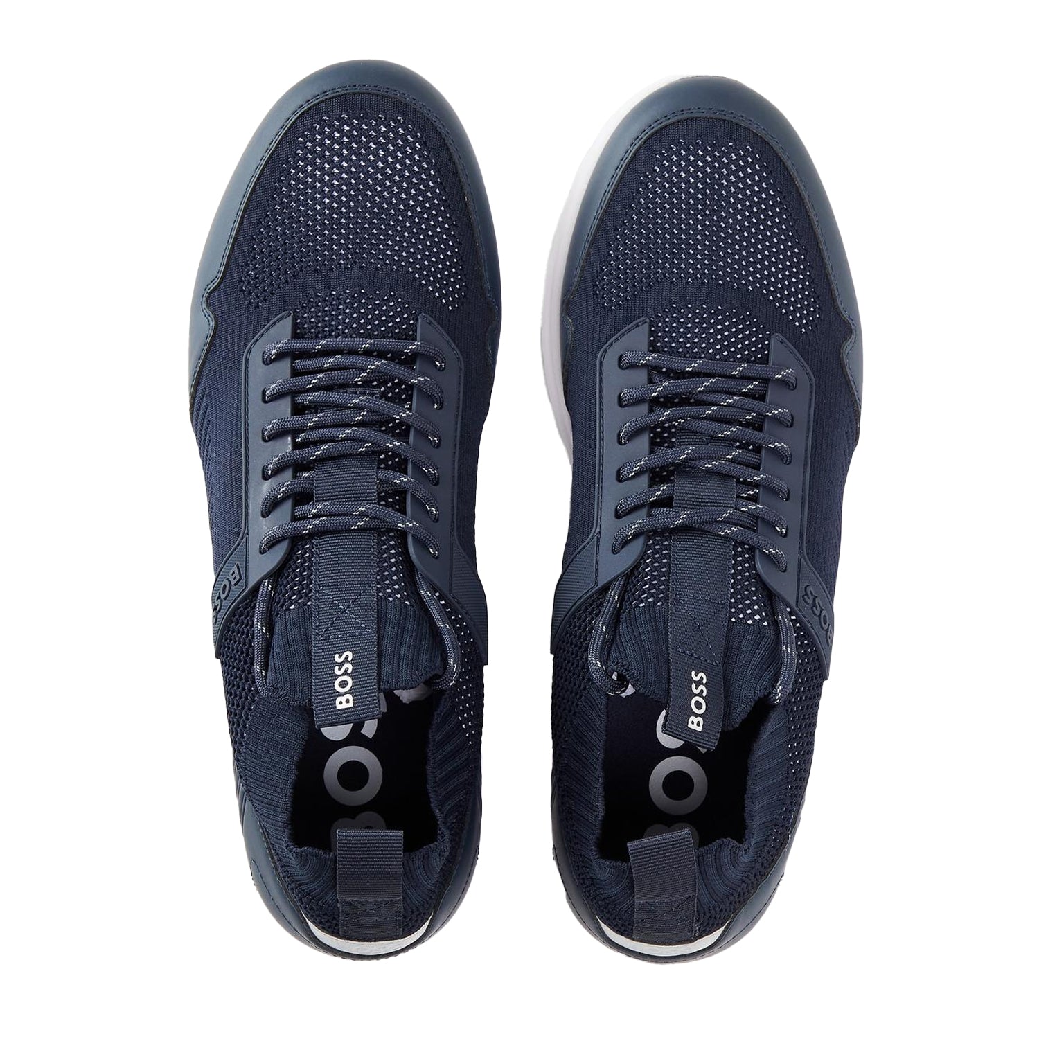 Dark Blue - Side - Boss Mens Extreme Leather Low Cut Trainers