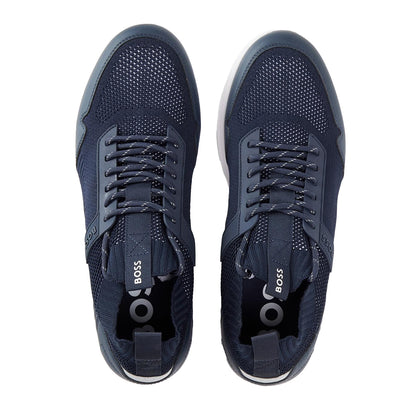 Dark Blue - Side - Boss Mens Extreme Leather Low Cut Trainers