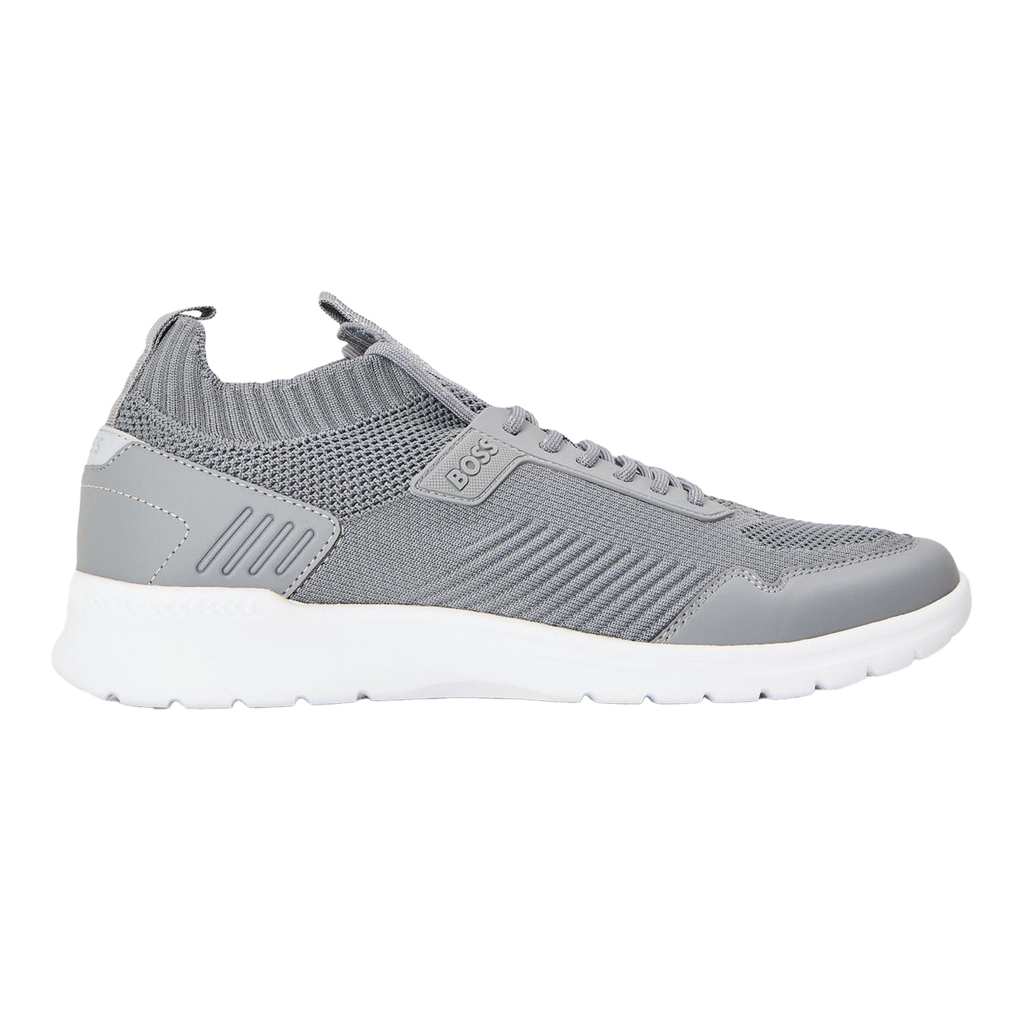 Light Grey - Front - Boss Mens Extreme Leather Low Cut Trainers
