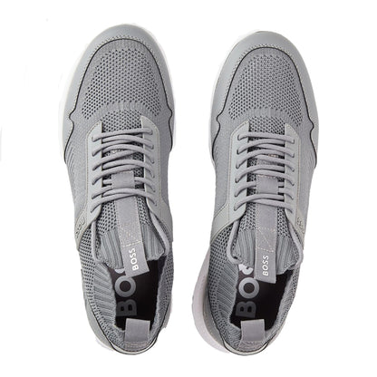 Light Grey - Side - Boss Mens Extreme Leather Low Cut Trainers