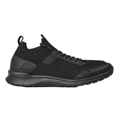 Black - Front - Boss Mens Extreme Leather Low Cut Trainers
