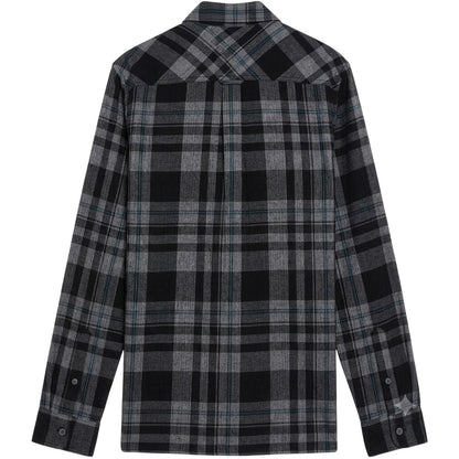 Jet Black-White - Back - Lyle & Scott Mens Corded Long-Sleeved Shirt