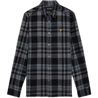 Jet Black-White - Front - Lyle & Scott Mens Corded Long-Sleeved Shirt