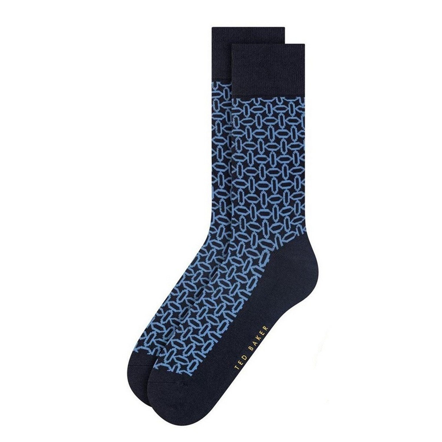 Blue - Side - Ted Baker Mens Cotton Blend Crew Socks (Pack of 3)