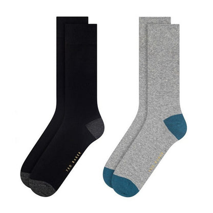 Charcoal-Black-Grey - Lifestyle - Ted Baker Mens Cotton Blend Crew Socks (Pack of 3)