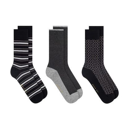Black - Back - Ted Baker Mens Cotton Blend Crew Socks (Pack of 3)