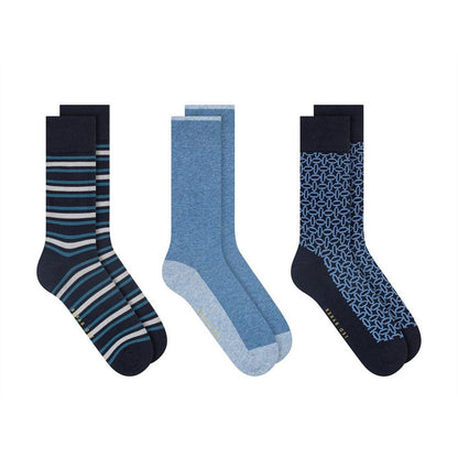 Blue - Back - Ted Baker Mens Cotton Blend Crew Socks (Pack of 3)