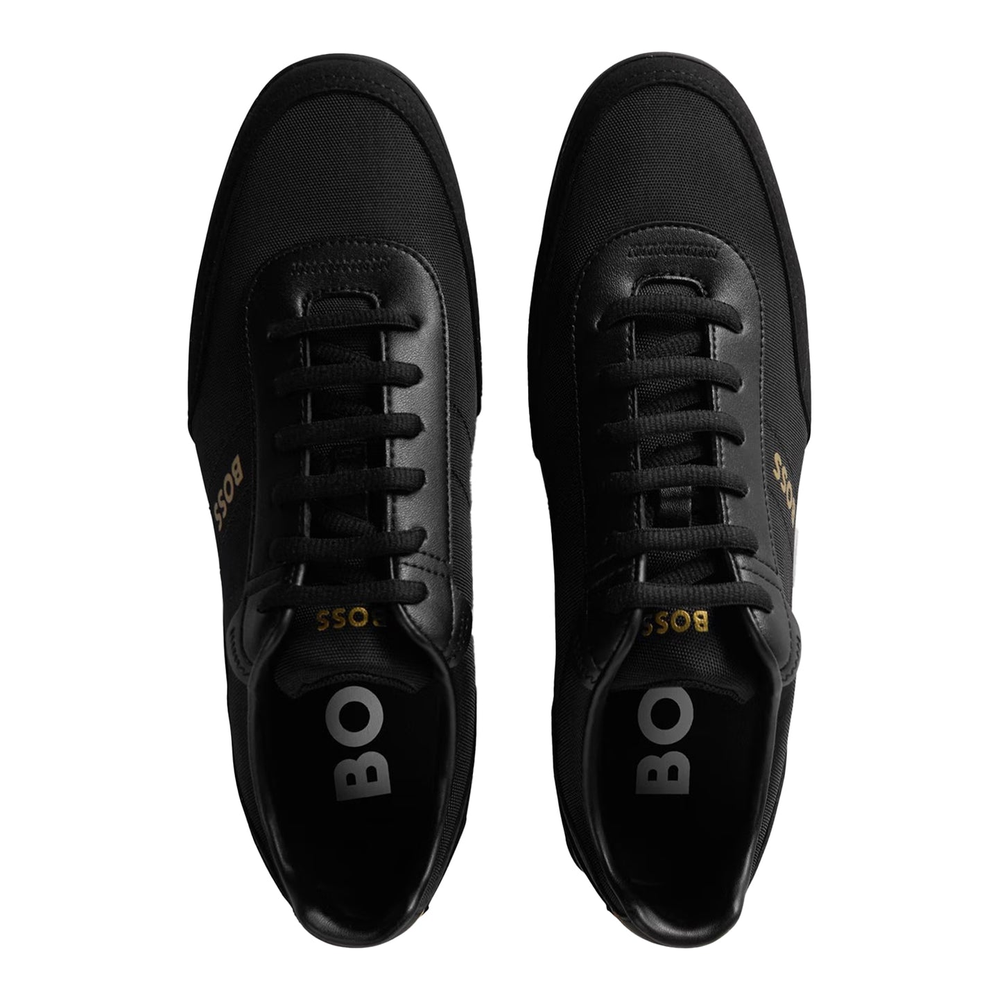 Black-Gold - Side - Boss Mens Saturn Low Cut Trainers