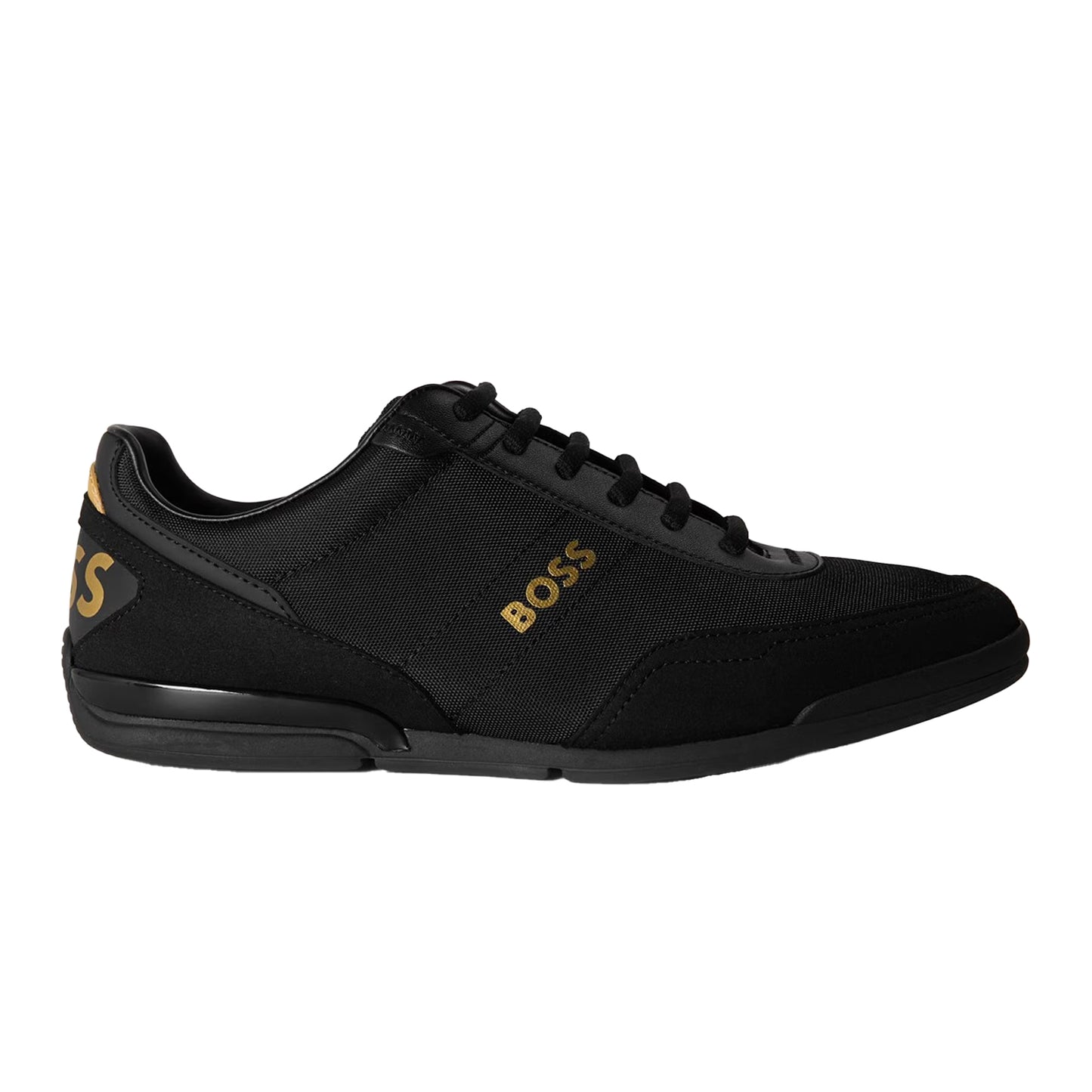 Black-Gold - Front - Boss Mens Saturn Low Cut Trainers
