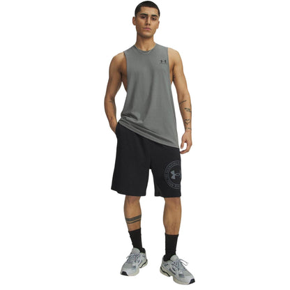 Black - Lifestyle - Under Armour Mens Rival Fleece Graphic Print Tapered Shorts