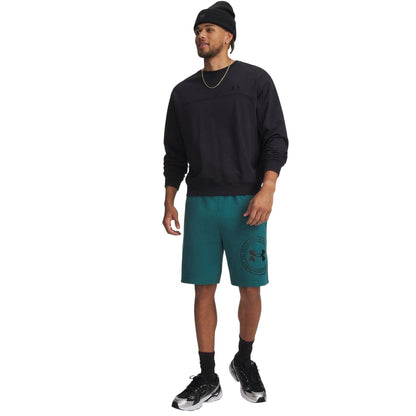 Green-Black - Lifestyle - Under Armour Mens Rival Fleece Graphic Print Tapered Shorts