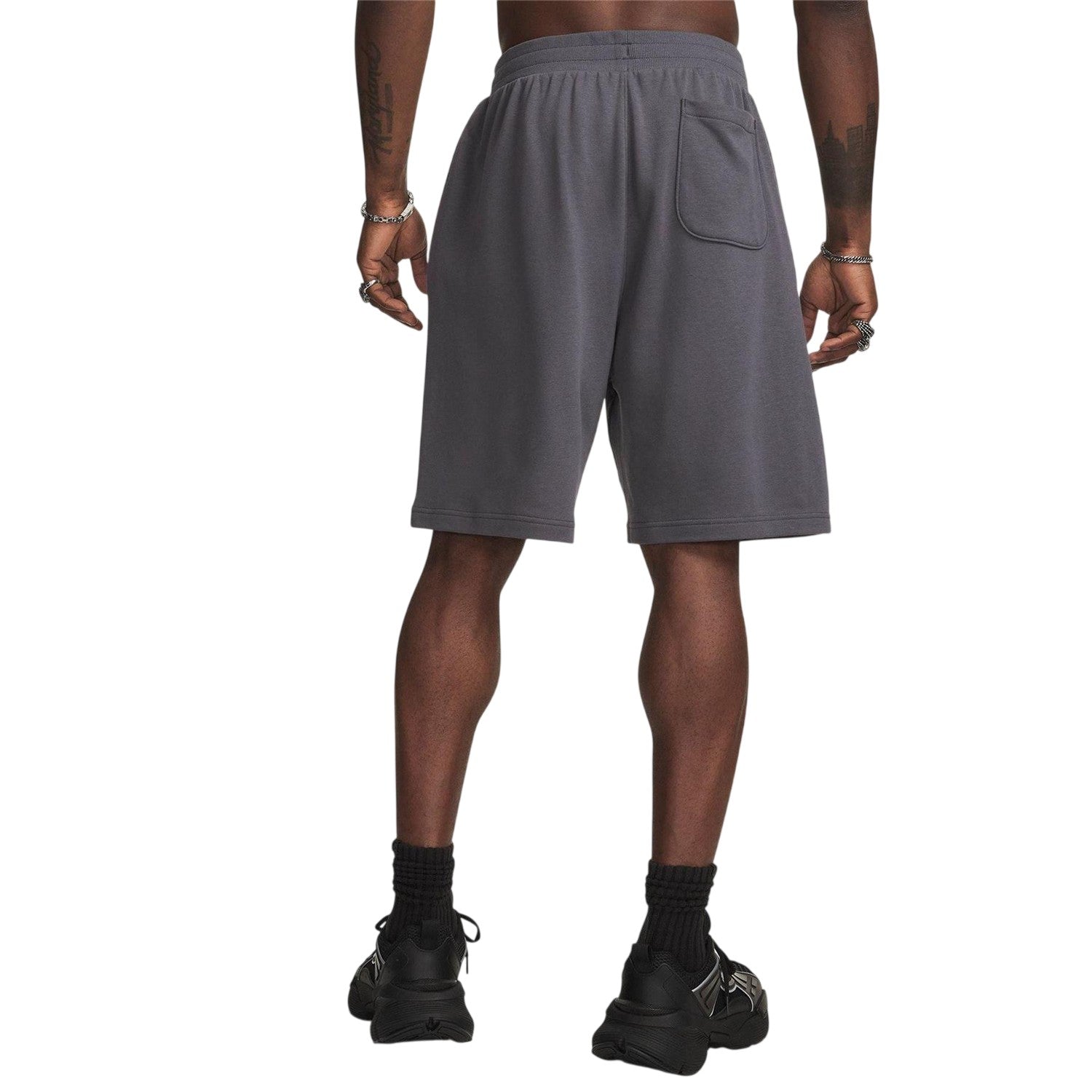 Grey-Black - Back - Under Armour Mens Rival Fleece Graphic Print Tapered Shorts