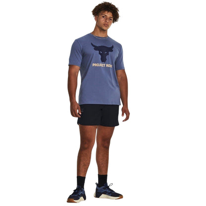Black - Pack Shot - Under Armour Mens Project Rock Curved Hem Workout Shorts