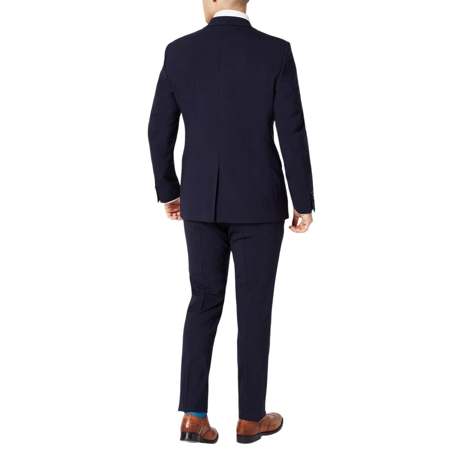 Navy - Back - Without Prejudice Mens Slim Business Suit Trousers