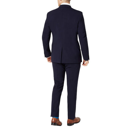 Navy - Back - Without Prejudice Mens Slim Business Suit Trousers