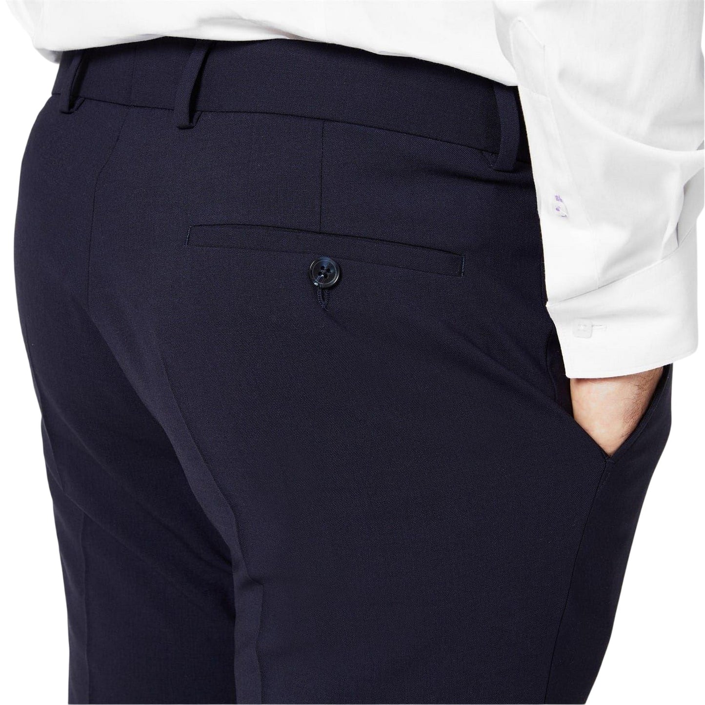 Navy - Lifestyle - Without Prejudice Mens Slim Business Suit Trousers