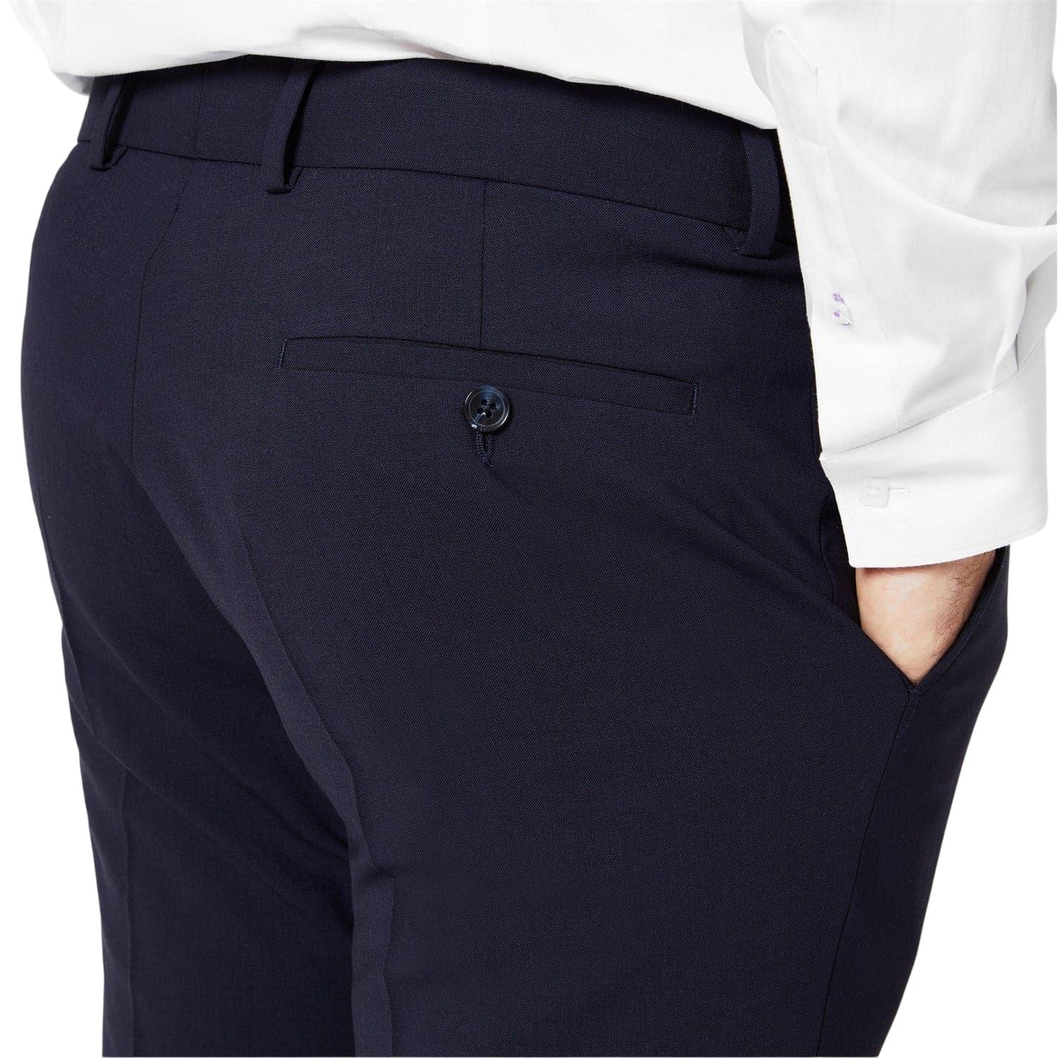 Navy - Lifestyle - Without Prejudice Mens Slim Business Suit Trousers