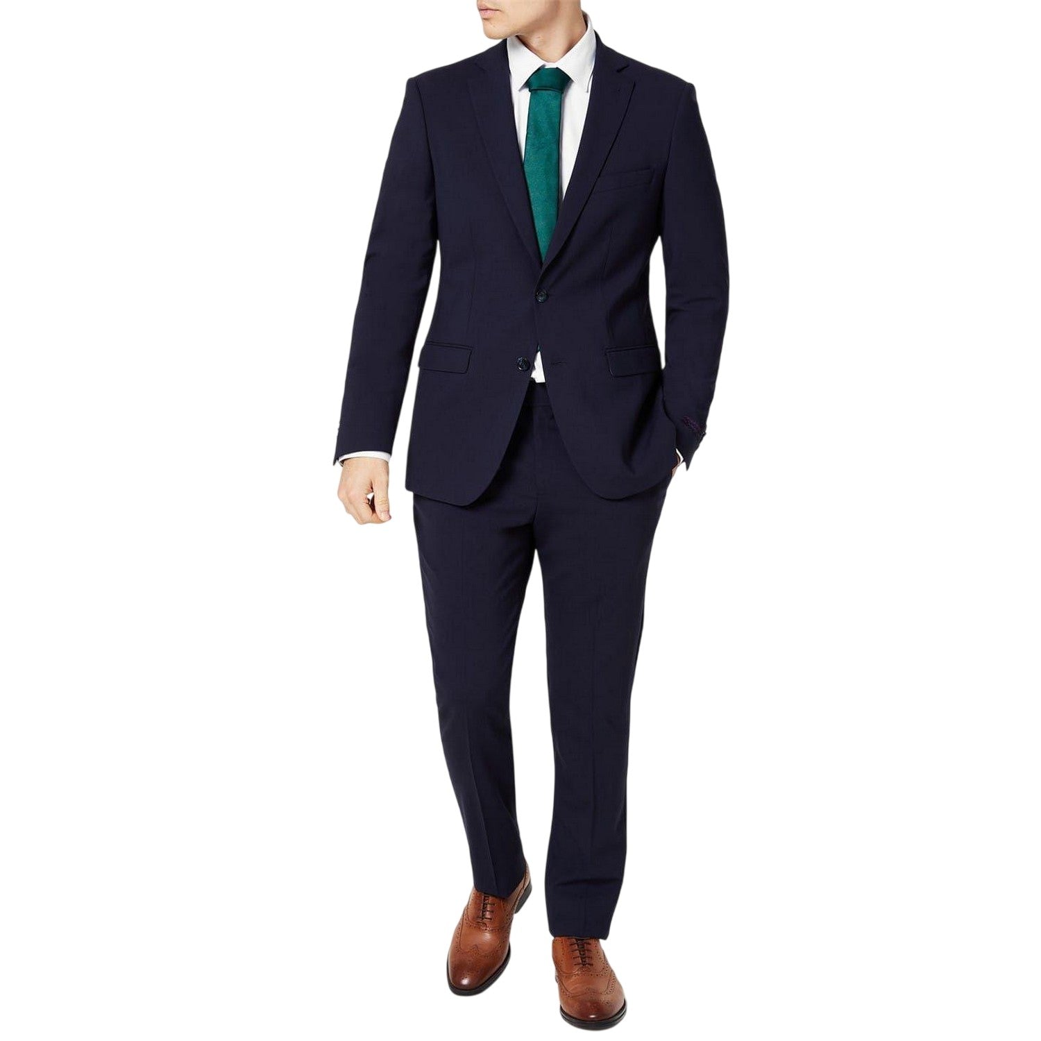Navy - Pack Shot - Without Prejudice Mens Slim Business Suit Trousers