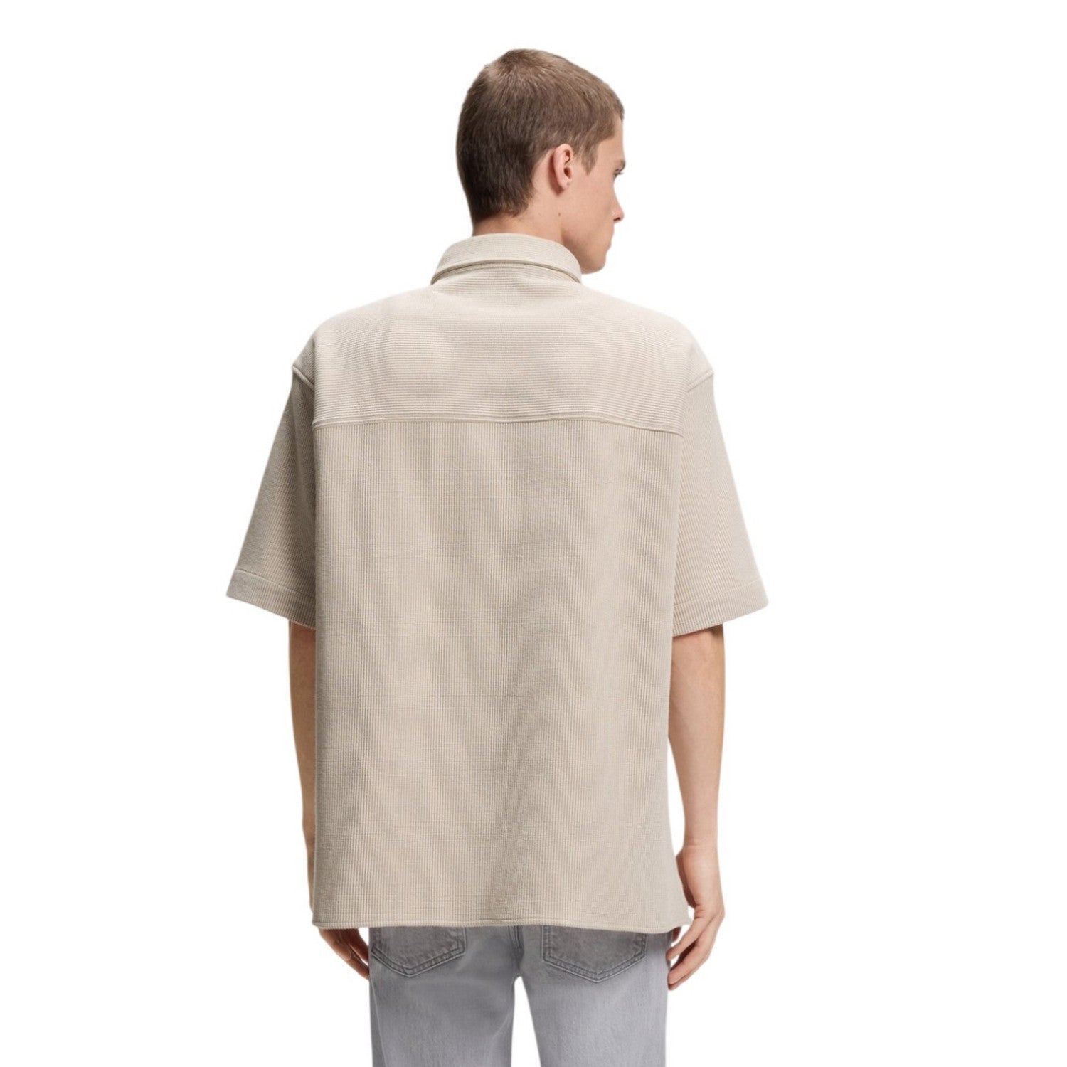 White - Back - Hugo Mens Ebaffino Ribbed Shirt