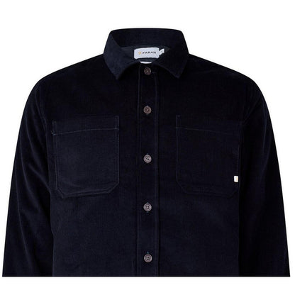 Navy - Side - Farah Mens Corduroy Overshirt