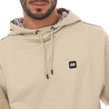 Stone - Side - Weekend Offender Mens Justify Checked Trim Hoodie