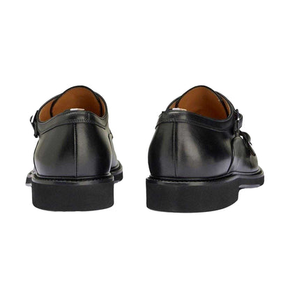 Black - Back - Boss Mens Monk Leather Oxford Shoes