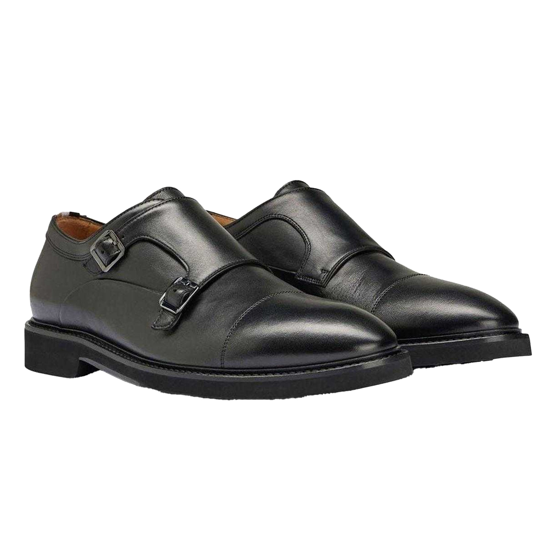 Black - Lifestyle - Boss Mens Monk Leather Oxford Shoes