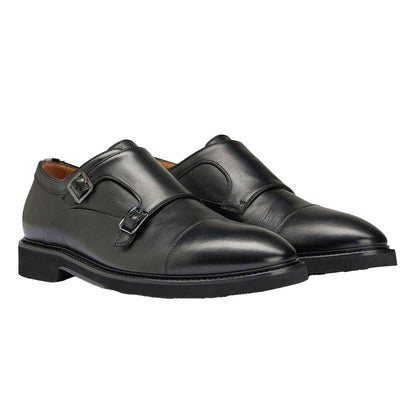 Black - Lifestyle - Boss Mens Monk Leather Oxford Shoes