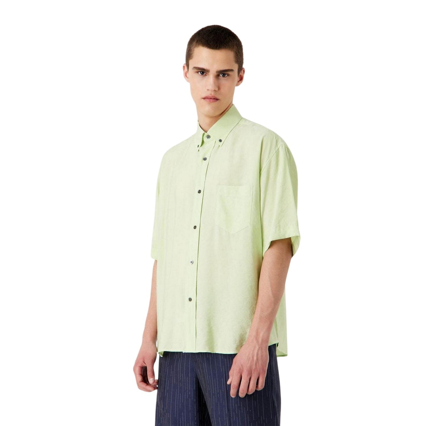Green - Side - Emporio Armani EA7 Mens Short-Sleeved Shirt