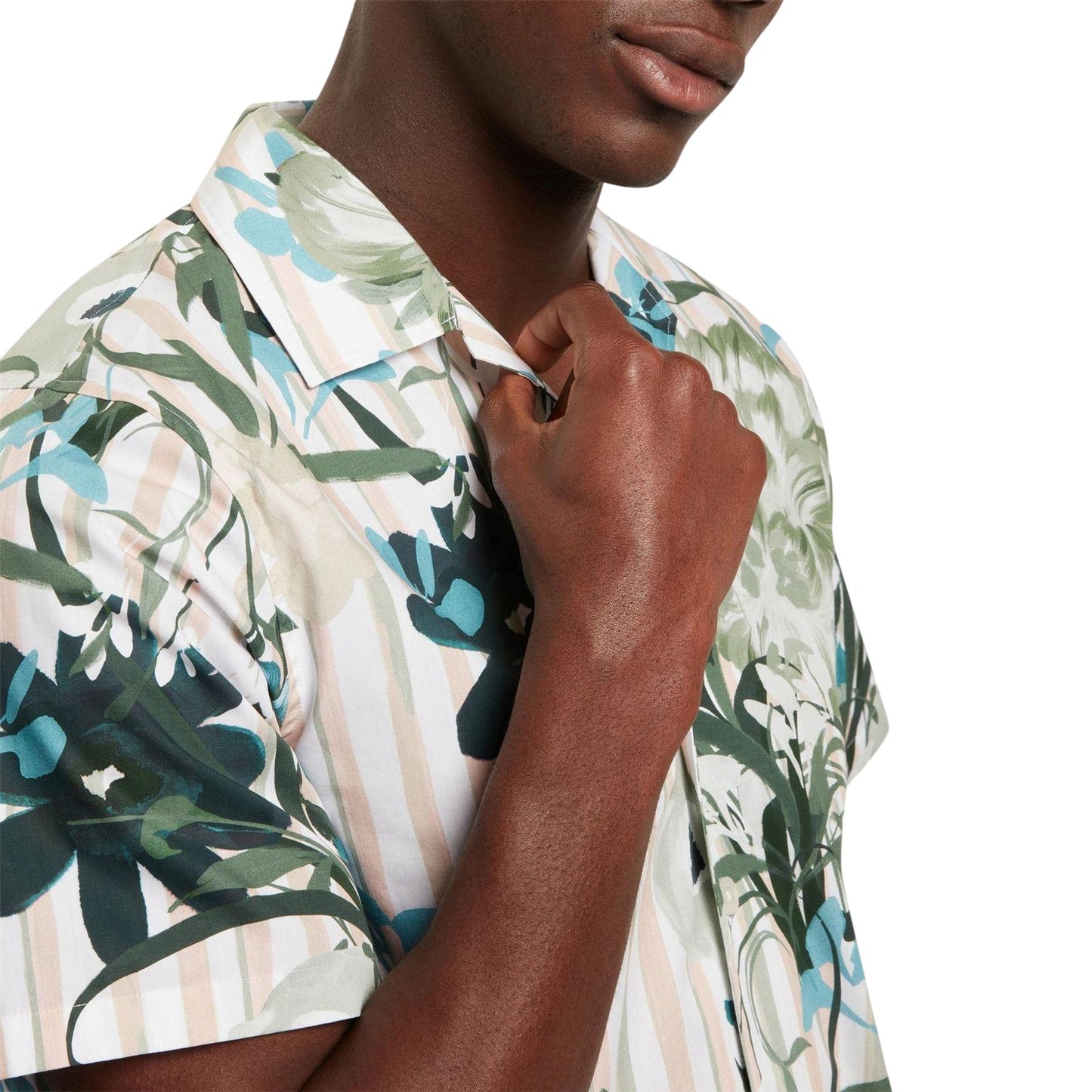 Mid Pink-Multicoloured - Side - Ted Baker Mens Floral Relaxed Fit Shirt