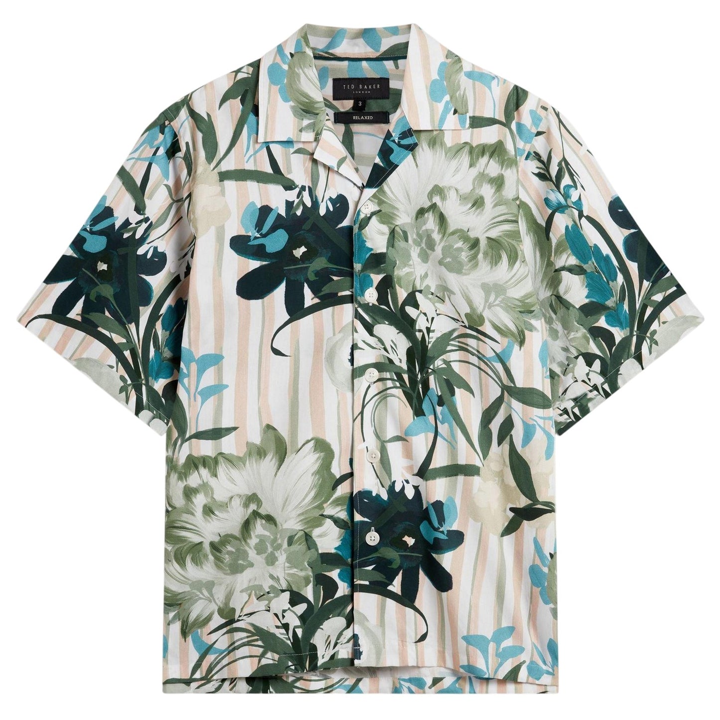 Mid Pink-Multicoloured - Front - Ted Baker Mens Floral Relaxed Fit Shirt