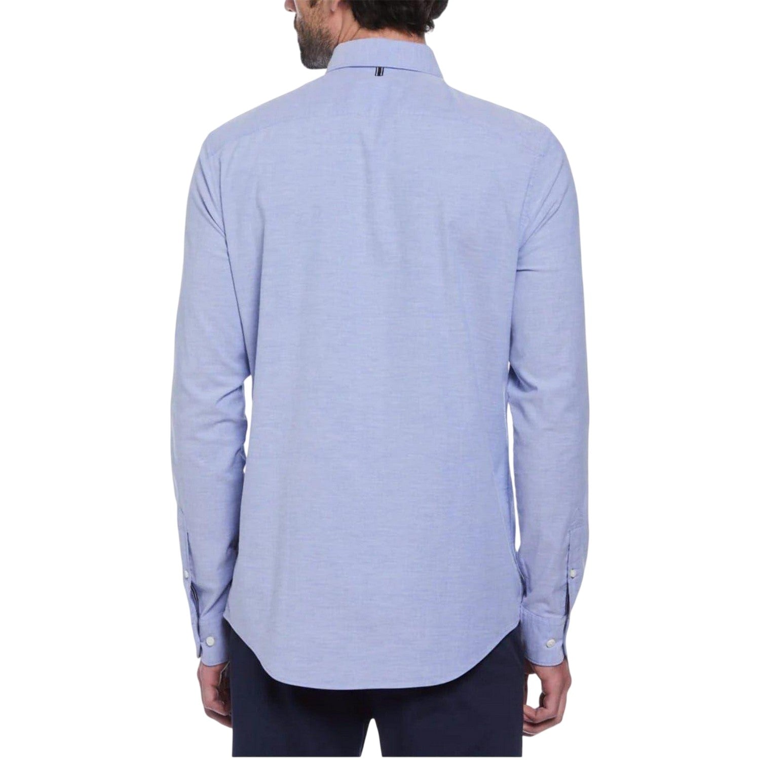 Amparo Blue - Back - Original Penguin Mens Sticker Pete EcoVero Long-Sleeved Shirt