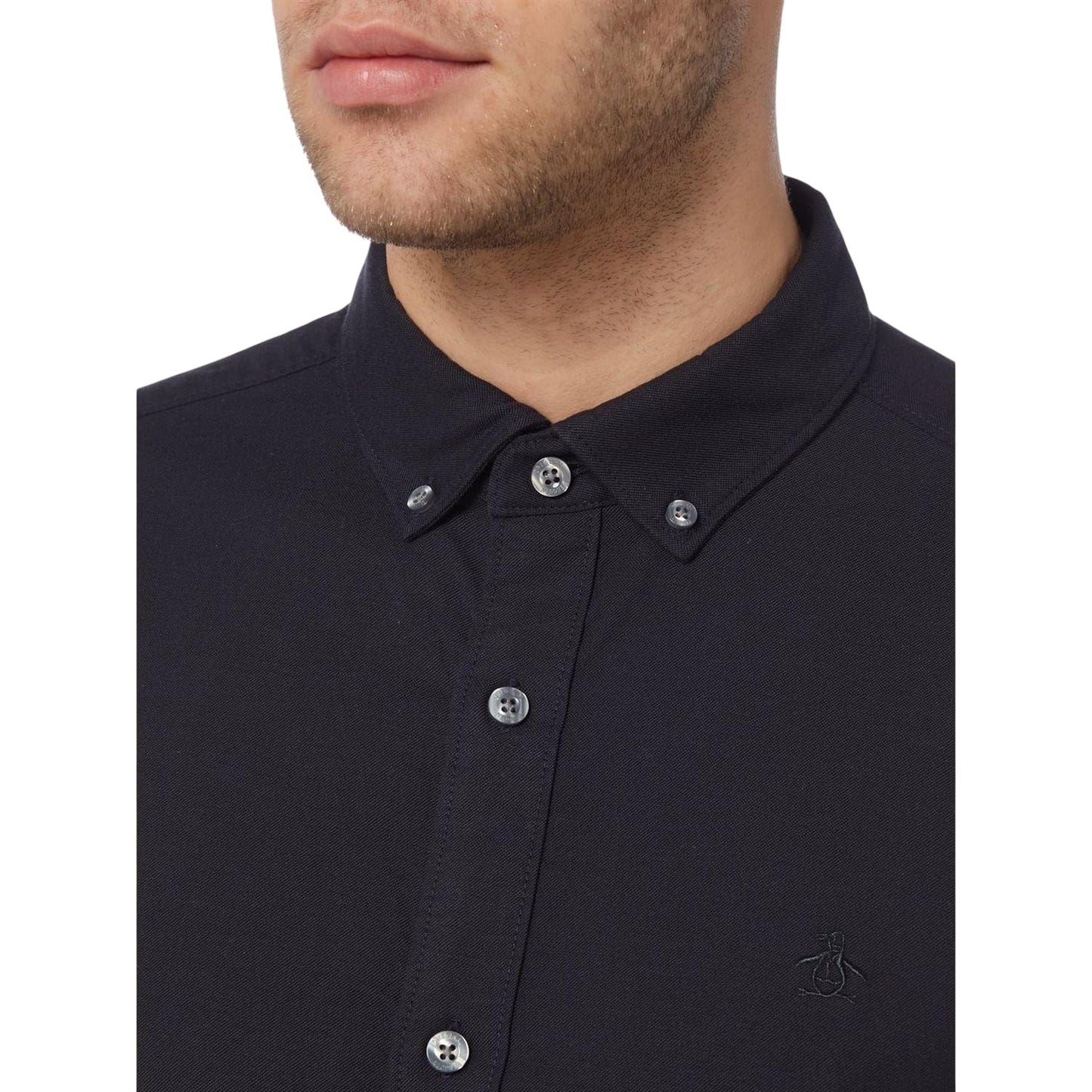 Dark Sapphire - Side - Original Penguin Mens Sticker Pete EcoVero Long-Sleeved Shirt